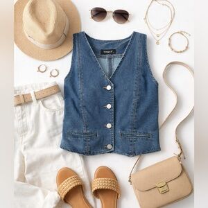 Allegra K Blue Denim Vest size S 65% cotton perfect condition
